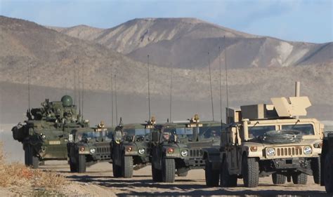 Networked Stryker Unit On The Move At National Training