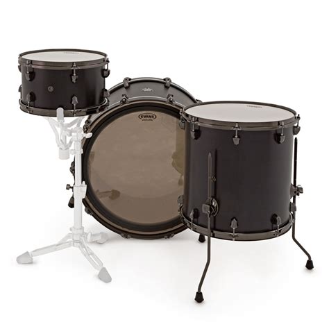 Sjc Drums Custom 24 3pc Shell Pack Black Satin W Black Nickel Hw