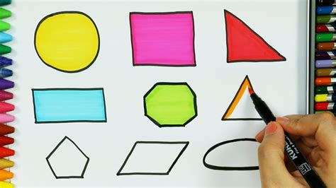 How To Draw Geometric Shapes Drawing And Coloring For Kids Youtube