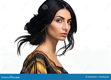 Portrait Of A Beautiful Young Brunette Woman With Long Hair Stock Illustration Illustration Of