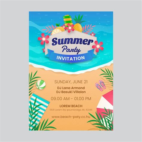 Free Vector Gradient Summer Party Invitation Template