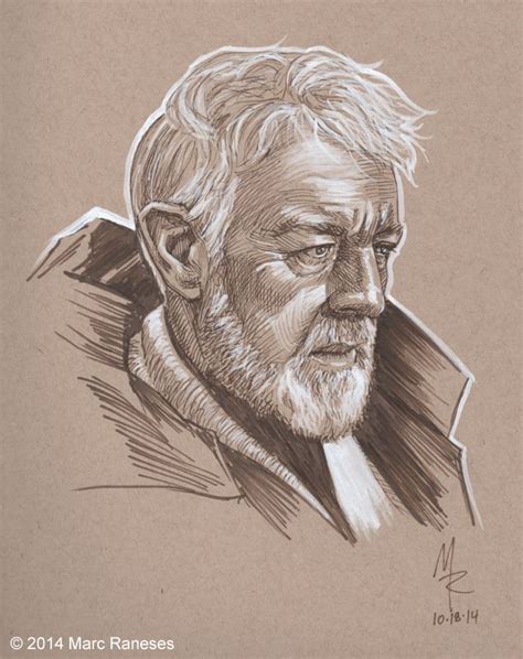 Day 18 Obi Wan Kenobi White Ink India Ink Male Sketch