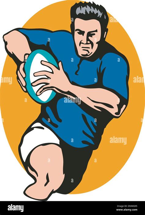 Illustration Of A Rugby Player In Action Done In Retro Style Stock