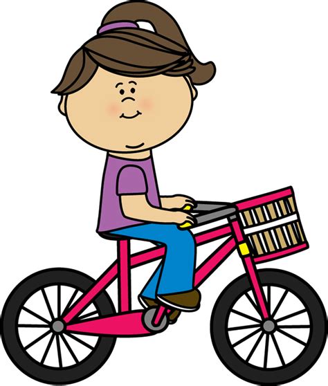 Girl Riding A Bicycle With A Basket Transportation Clip Art Clip Art Bicycle Art Girl