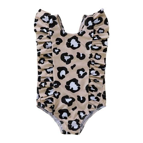 Toddler Baby Kid Girls Swimsuit One Pieces Swimwear Leopard Print