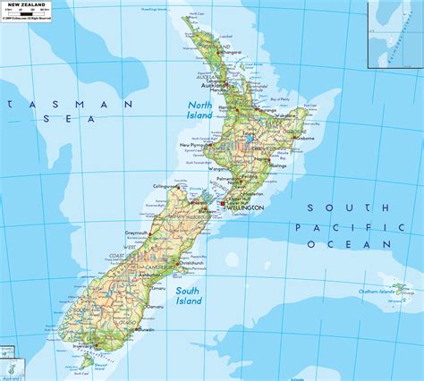 New Zealand Map And Border Physical Map Oceania Map With Reliefs And