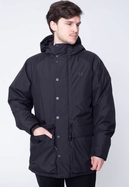 fred perry padded zip through black black jacket impericon en