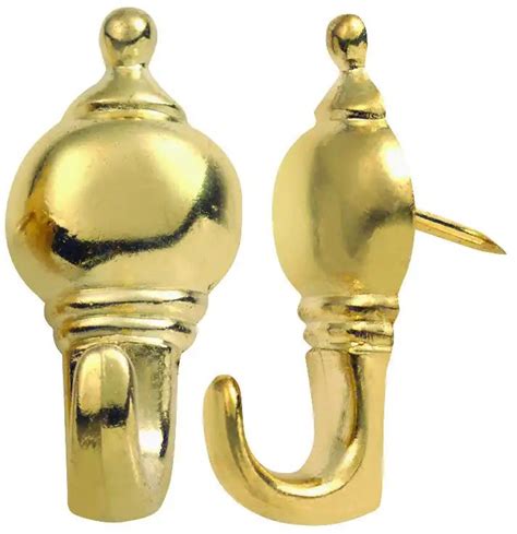 Hillman 53500 Ook Colonial Push Pin Hangers Brass Plated Card Of 2