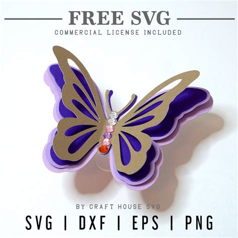 Free 3d Layered Butterfly Svg Cut File Craft House Svg