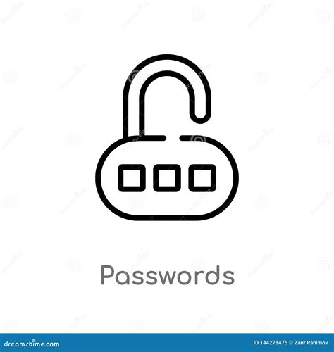 Outline Passwords Vector Icon Isolated Black Simple Line Element