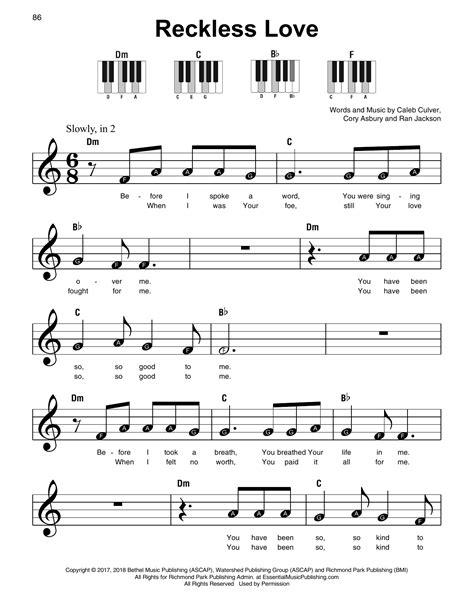 Cory Asbury Reckless Love Sheet Music And Printable Pdf Music Notes