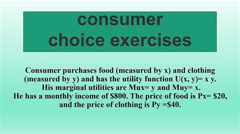 Consumer Choice Exercises Mrs Px Py Theory Of Consumer Behavior