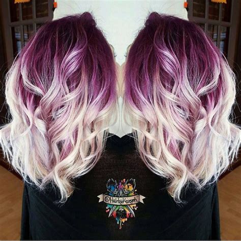 Plum Purple Hair Color Base With Billowy White Blonde Hair By Hairbykasey Insta Sofisty