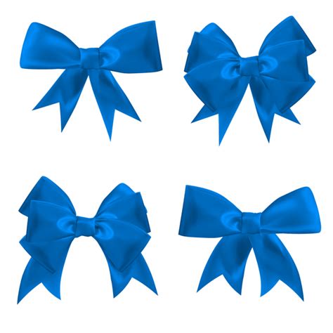 4 Blue Ribbon Bows Vector Free Download