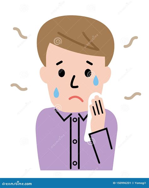 Sweating Young Man Wiping His Face Simple Cute Character Cartoon