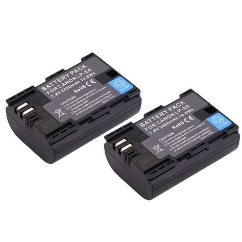 2 Pack Canon Lp E6 Lp E6n Replacement Battery For Canon Eos 60d 70d