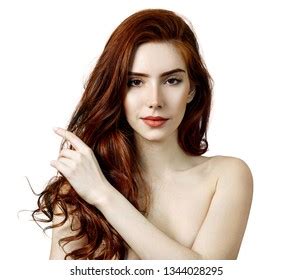 Beauty Portrait Redhead Woman Perfect Skin Stockfoto