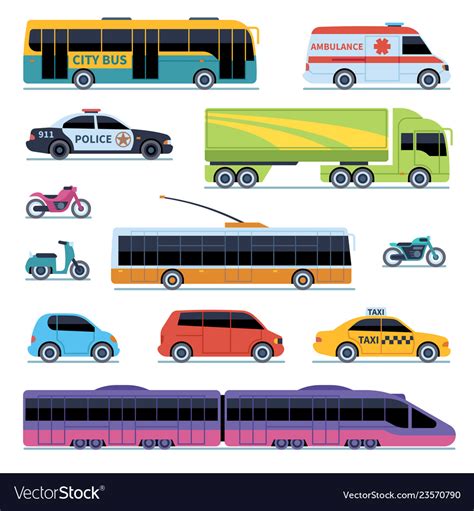 Car Collection Vehicles City Transportation Cars Vector Image