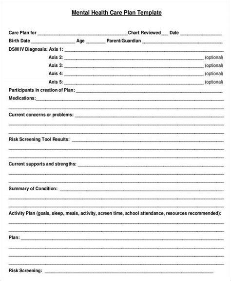 Medicare covers a large portion of your health expenses, but it doesn't pay for all of your necessary medical services. Mental Health Care Plan Template - 9+ Free Sample, Example, Format Download | Free & Premium ...