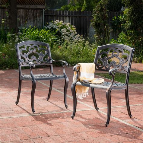 Noble House Austin Shiny Copper Aluminum Outdoor Dining Chairs 2 Pack