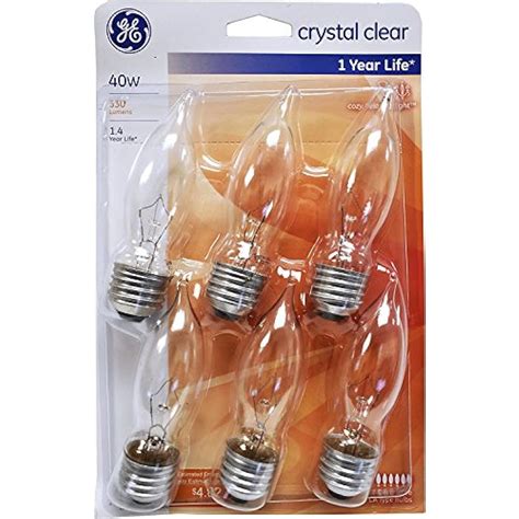 Set Of 12 Ge 75333 Crystal Clear 40 Watt Bent Tip Standard Base Light