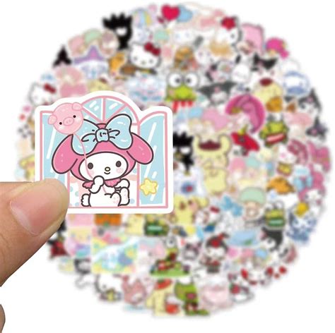 100pcs Cute Stickers Pack Hello Kittty Stickers Mymelodyandkuromi