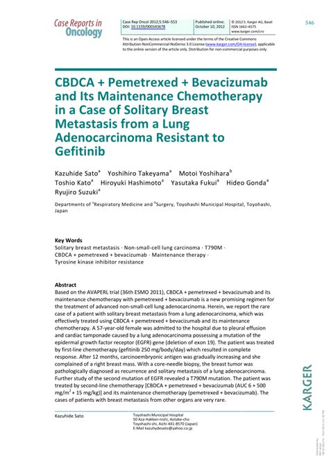 Pdf Cbdca Pemetrexed Bevacizumab And Its Maintenance Chemotherapy