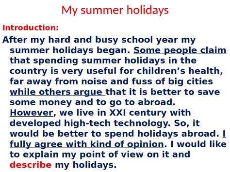 Write Ten Sentences About Your Summer Holiday In English Simple Past