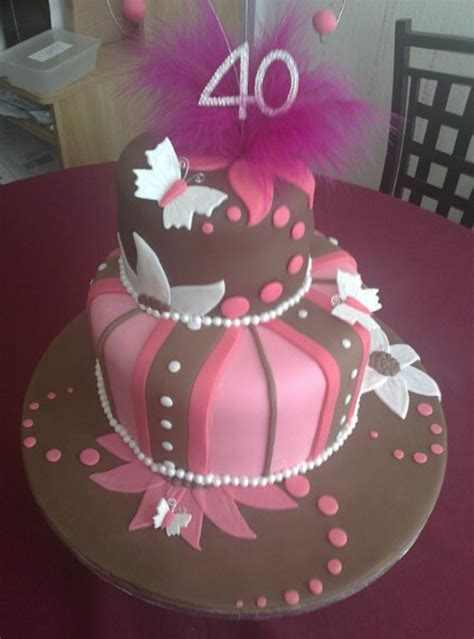 Flowers And Butterflies 40th Cake