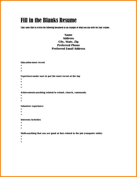 Name of position, focusing on (this section is optional. 5+ blank basic resume template | Professional Resume List