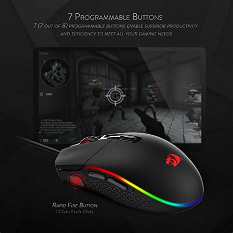 Redragon M719 Invader Wired Optical Gaming Mouse 7 Programmable Buttons Rgb Backlit 10000