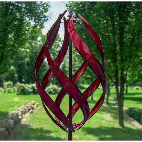 Kinetic Garden Wind Spinner Red Metal Wind Sculpture Etsy