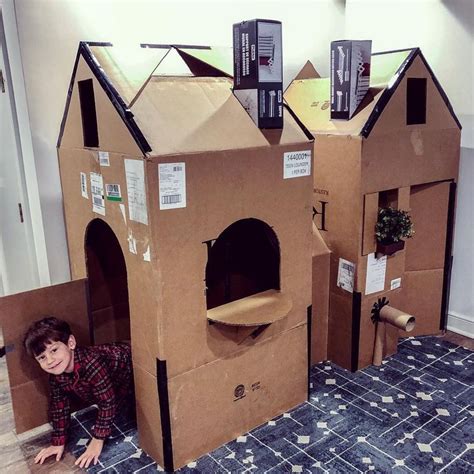 Cardboard Box Play House Play House Cardboard Box Diy Cardboard