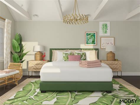 Bold Tropical Inspired Bedroom In Modern Eclectic Style Bedroom