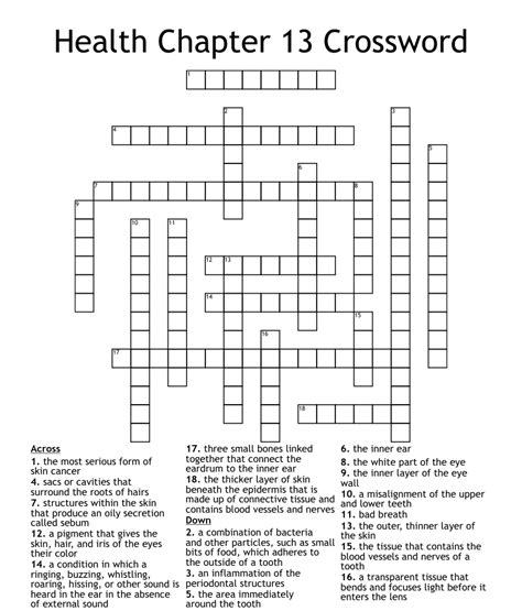 Health Chapter 13 Crossword Wordmint