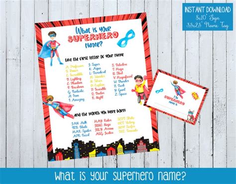 Printable Superhero Name Game Whats Your Superhero Name Etsy