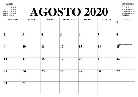 Calendario Agosto 2034 El Calendario Agosto Para Impr