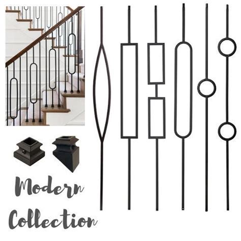 Iron Stair Balusters Modern Metal Spindles For Stairs Satin Black