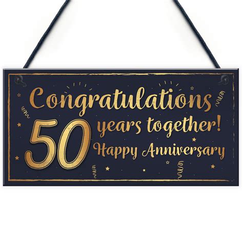 Congratulations 50th Wedding Anniversary T Plaque Gold T Mum Dad