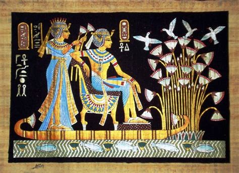 King Tut S Wedding Scene Ancient Egyptian Papyrus Painting Arkan Gallery Ph