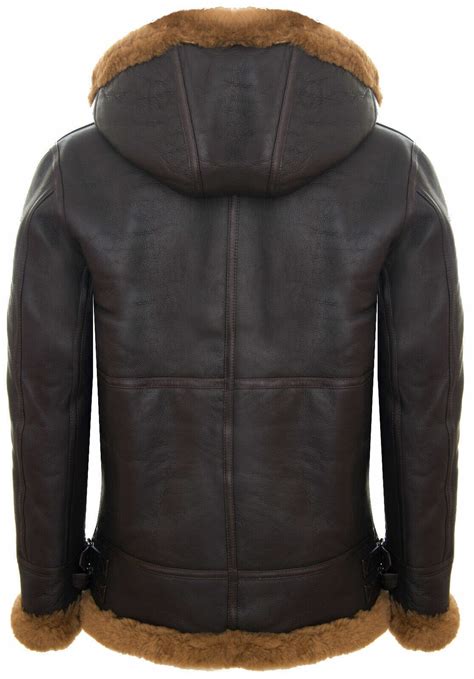Pre Owned Infinity Leather Mens Ginger Hooded B3 Shearling Sheepskin