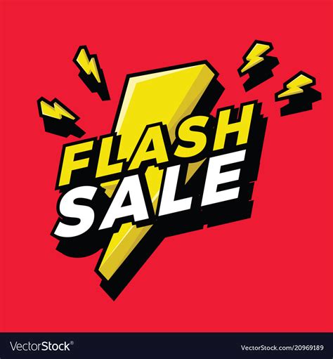 Flash Sale Sign With Bright Yellow Lightening Bolt