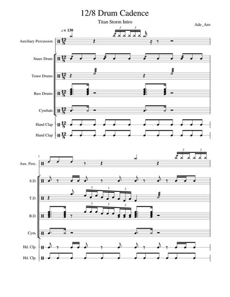 Learn how to play songs on drums suitable f. 12/8 Drum Cadence Sheet music for Drum Group, Snare Drum, Bass Drum, Crash & more instruments ...