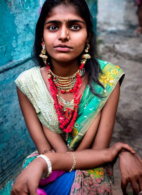 krea portrait mid shot of an beautiful 20 year old indian woman candid street portrait in the