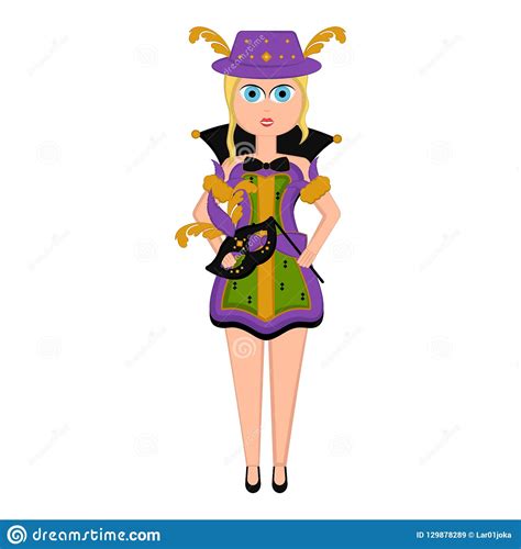 Girl With A Mardi Gras Costume Stock Vector Illustration Of Concept Isolated 129878289