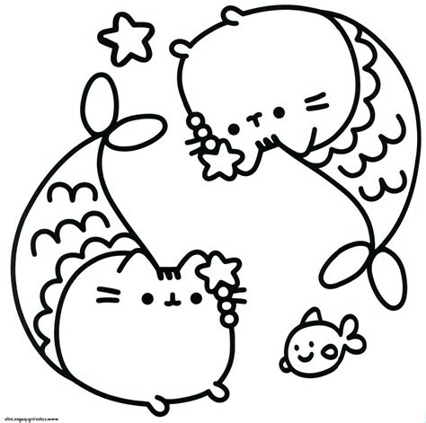 Mermaid Cute Pusheen Coloring Pages Pic Nugget