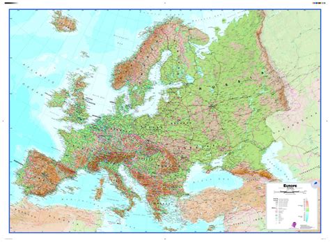 Large Europe Wall Map Physical