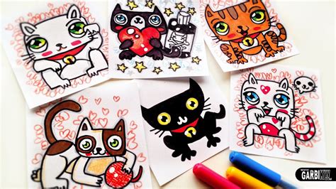 How To Draw Cute Cats Easy Drawings By Garbi Kw Youtube