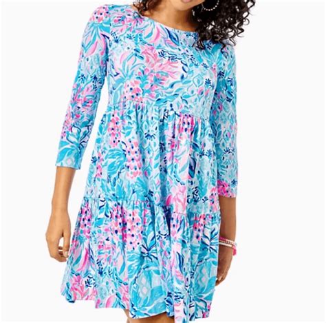 Lilly Pulitzer Geanna Swing Mini Dress Printed Texture Tiered Cotton S