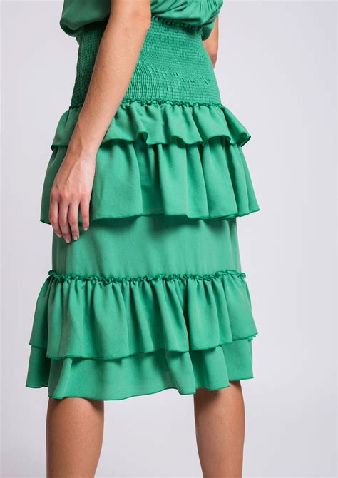 green frill skirt